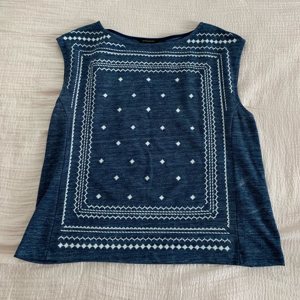 denim looking sleeveless shirt